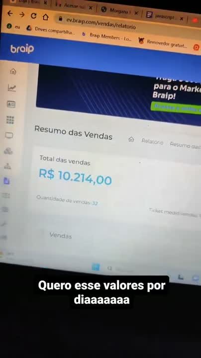 Relatório com R$ 10.214 em vendas